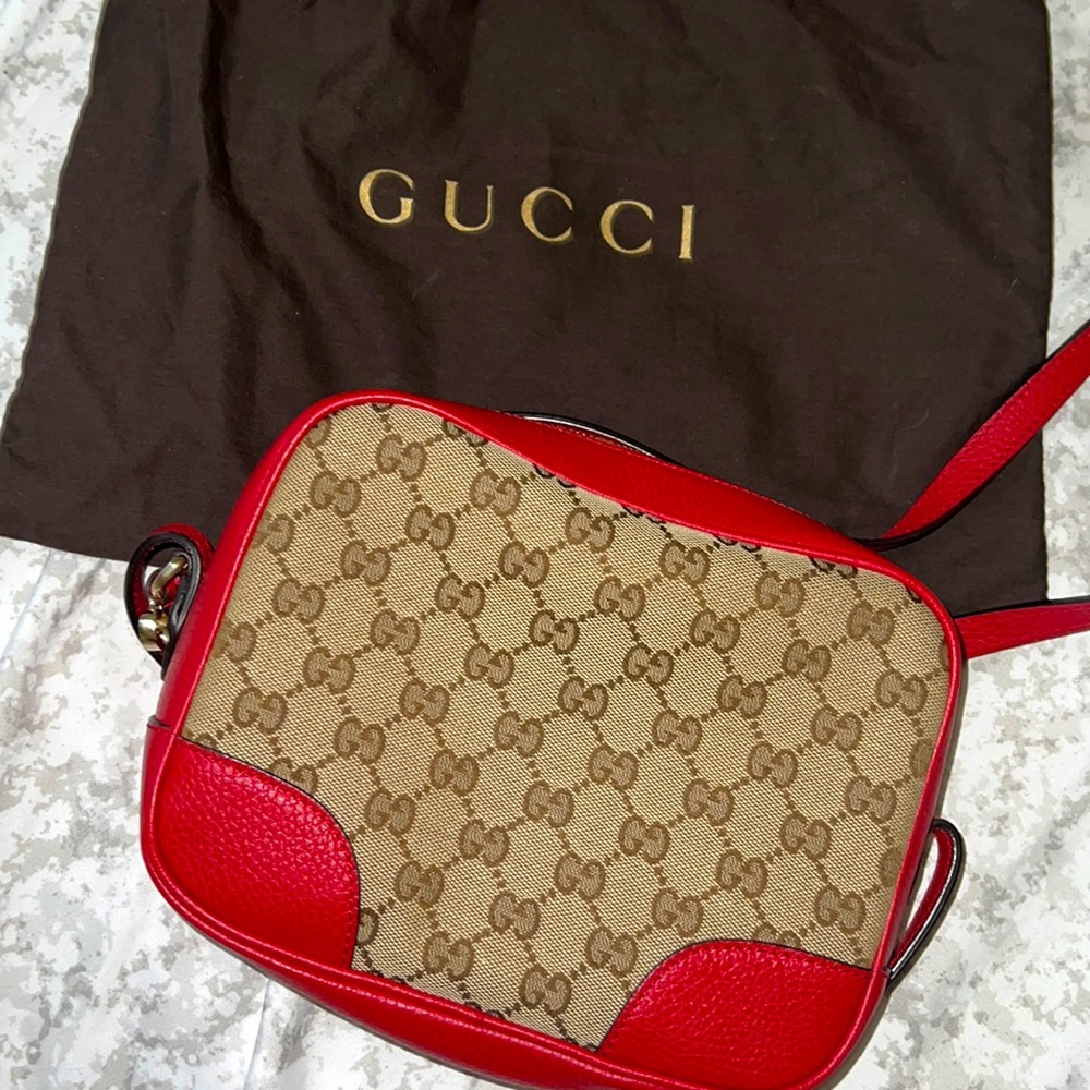 Gucci Canvas/Beige and Red GG Leather